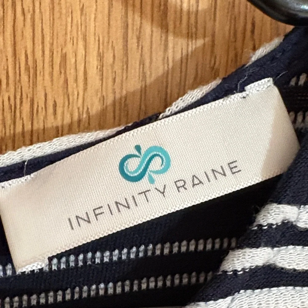 Infinity Raine Navy and white Striped Dress size small. - Picture 2 of 8